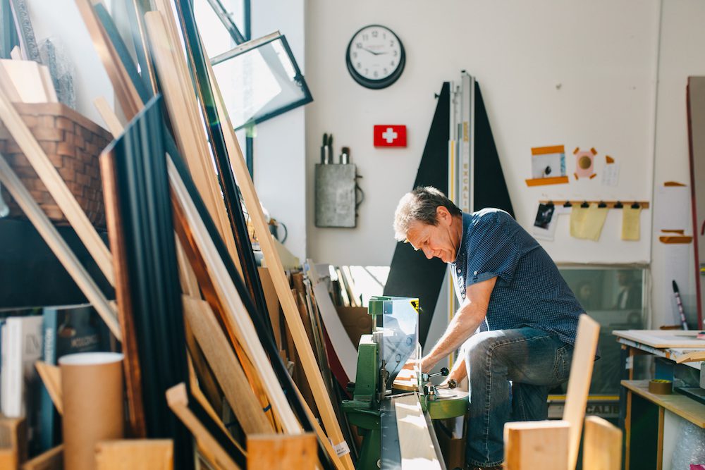 Man in woodworking workshop