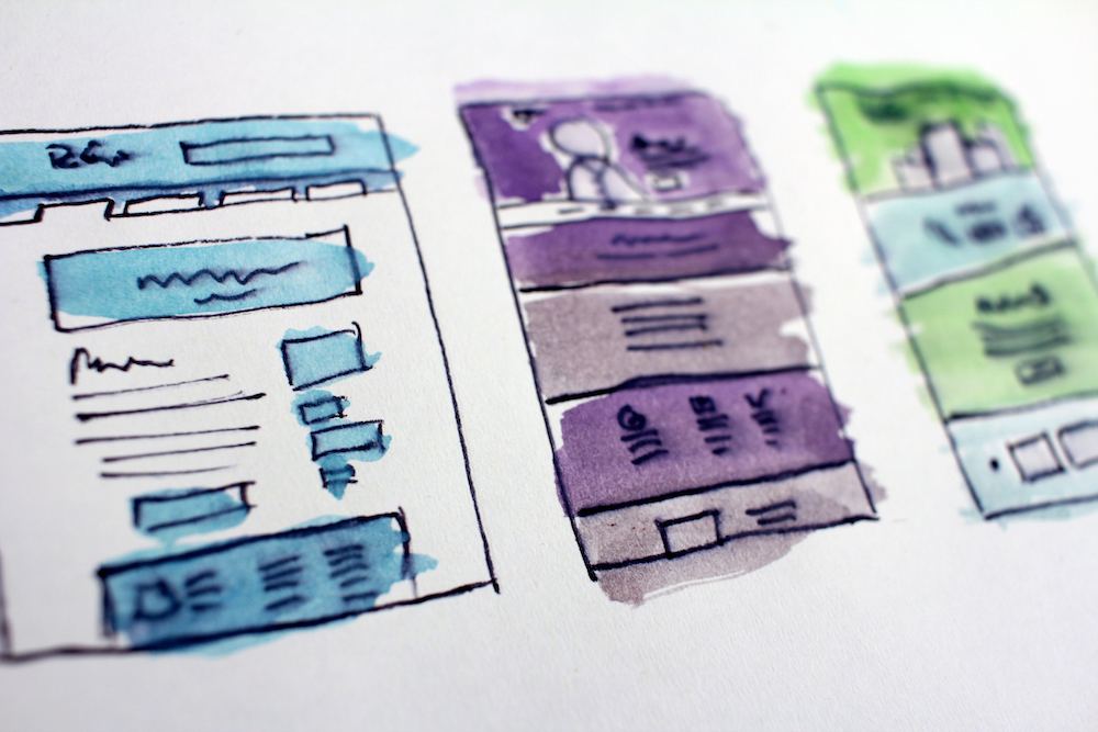 Website design watercolour sketch