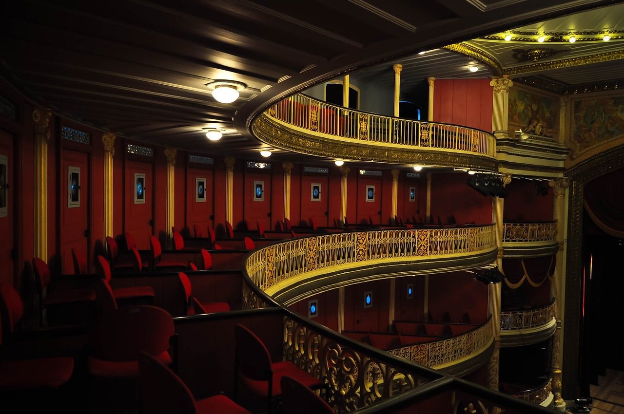 Balcony seats in a luxurious and historic theatre
