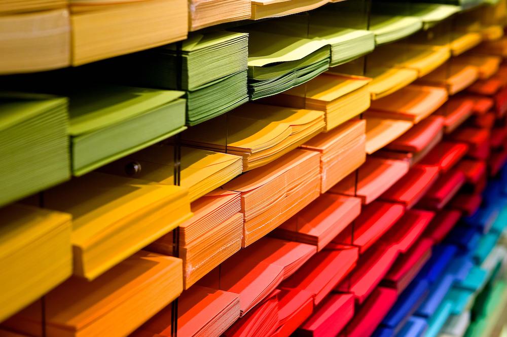 Coloured sheets of paper