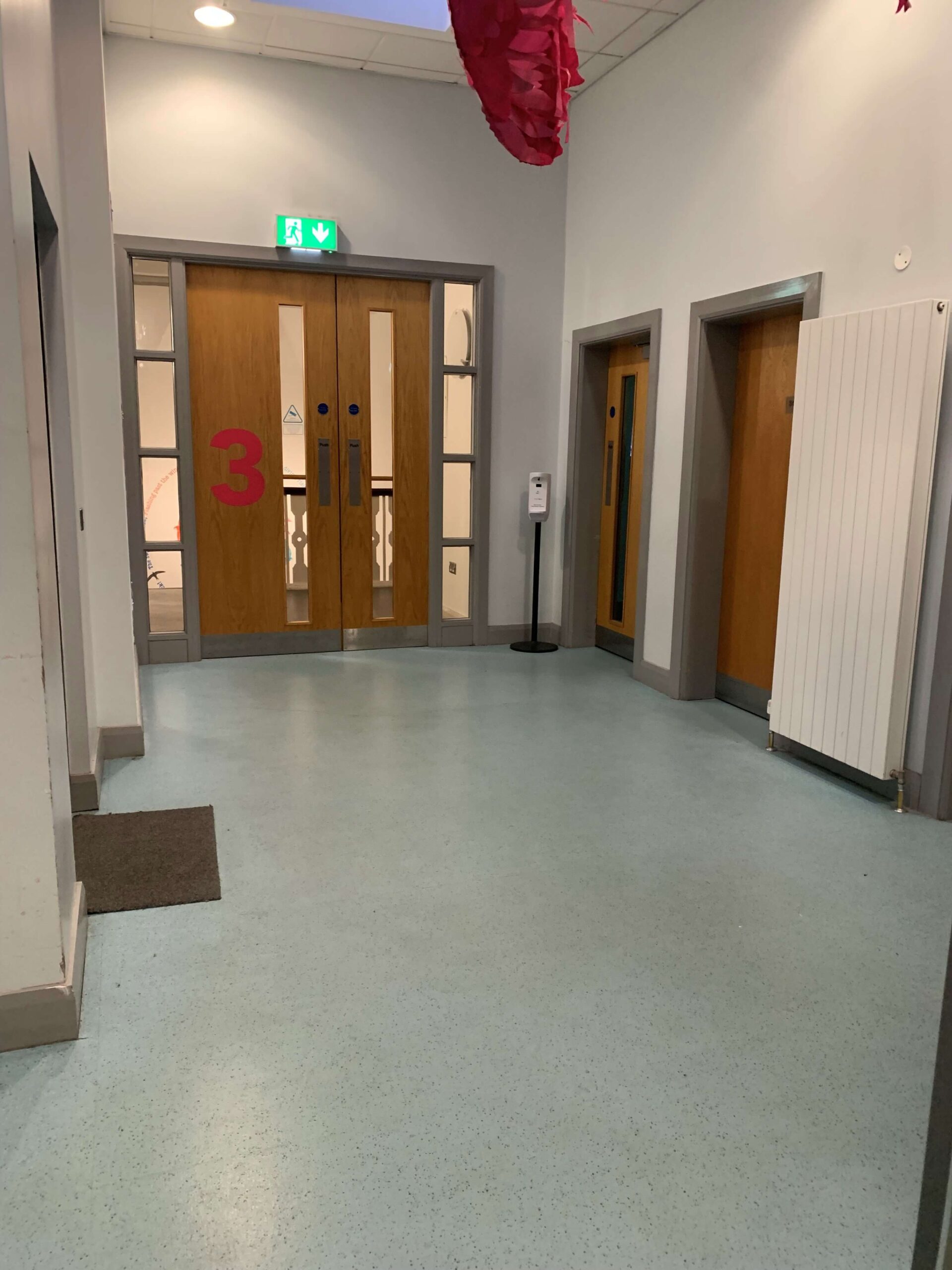 Exiting the lift on the third floor