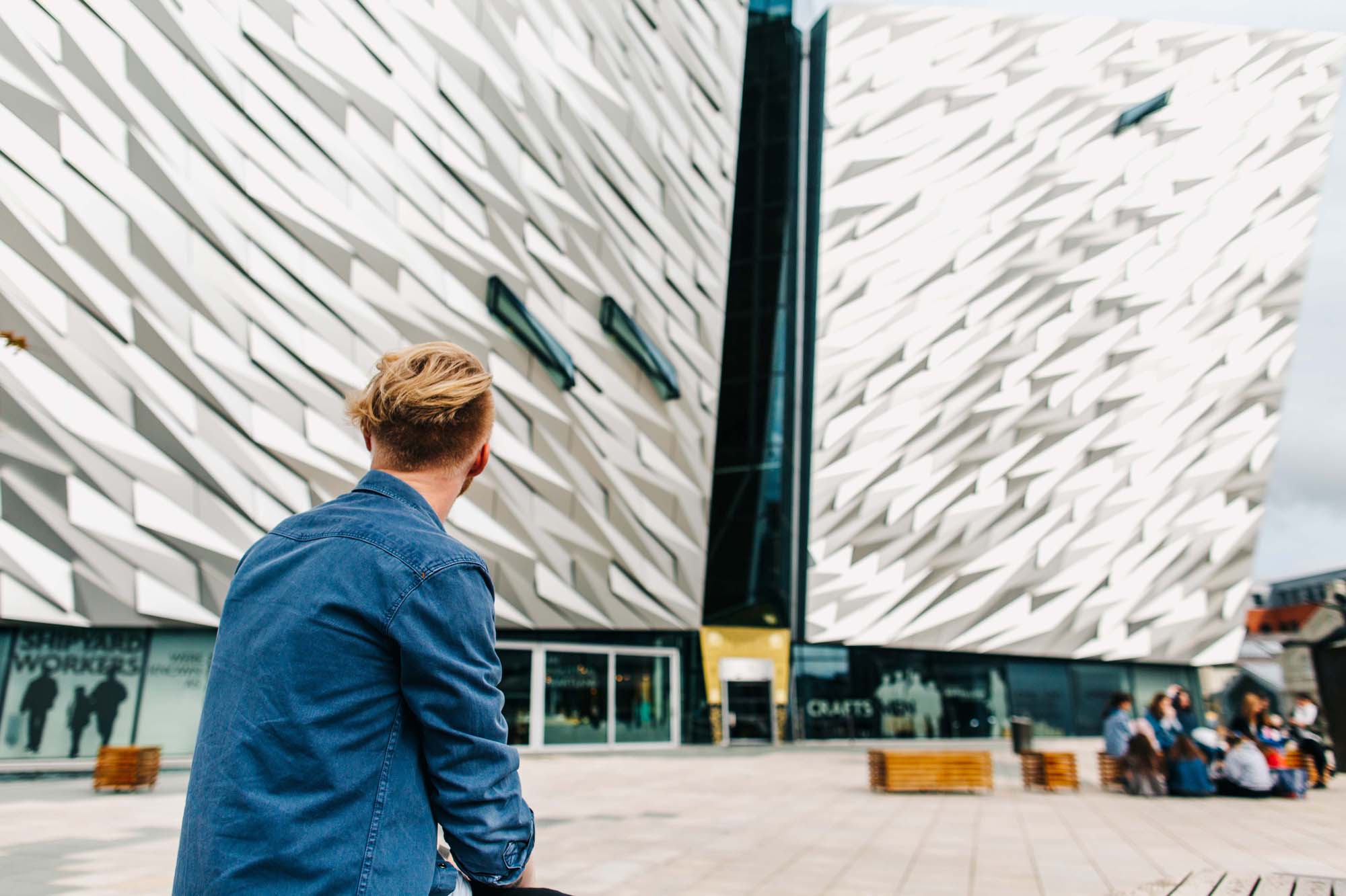 Man looking at the Titanic Museum